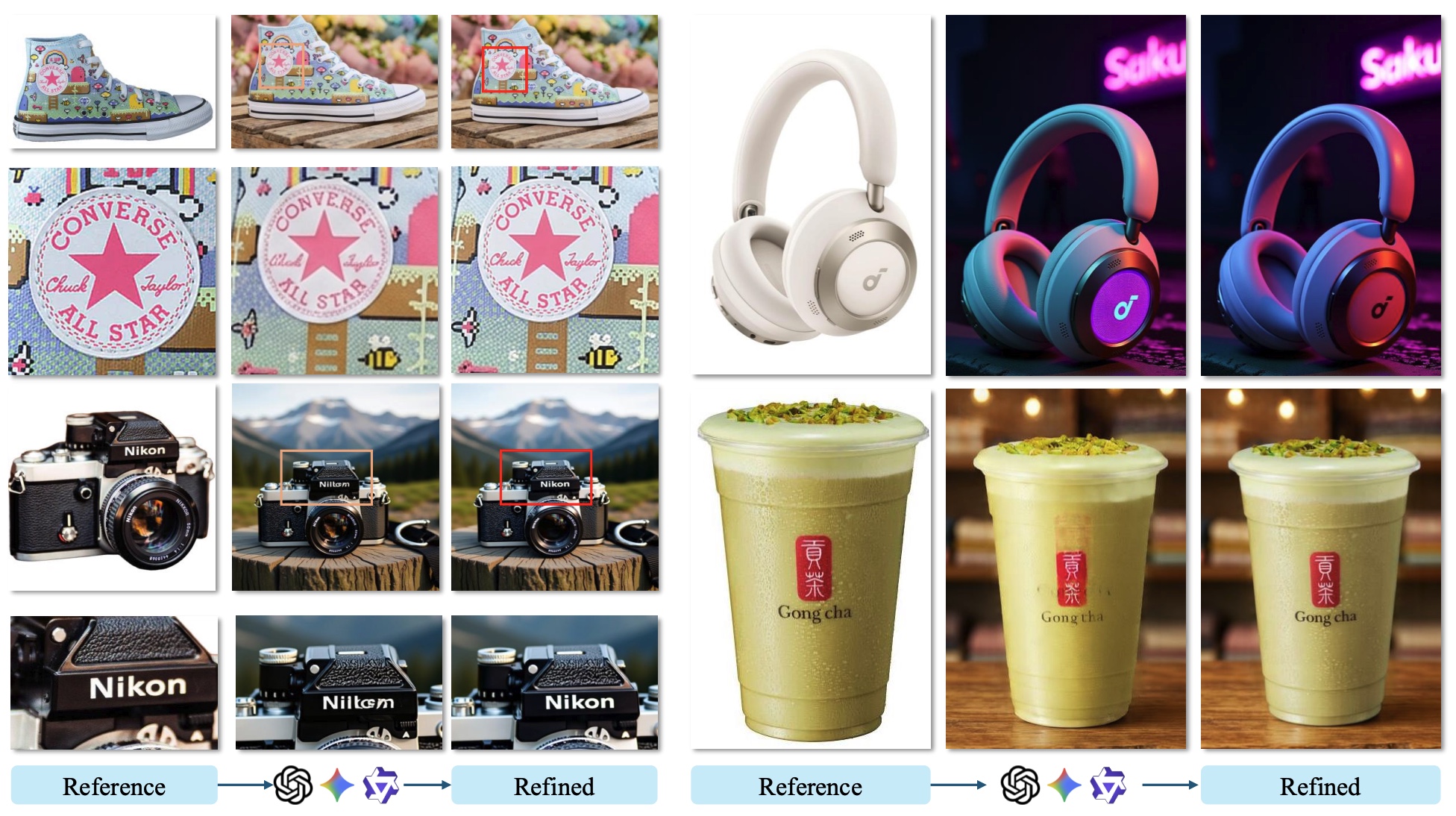 Examples of post-hoc domain-specific subject refinement for generated commercial imagery
